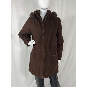 Y2K St. John's Bay Brown Coat with Removable Hood Size Small